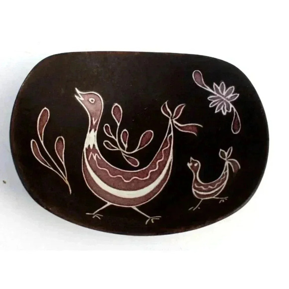 Vintage Mid Century Duck Bird Mini Art Pottery Studio Appetizer Bowl Stamped RP - Picture 1 of 3